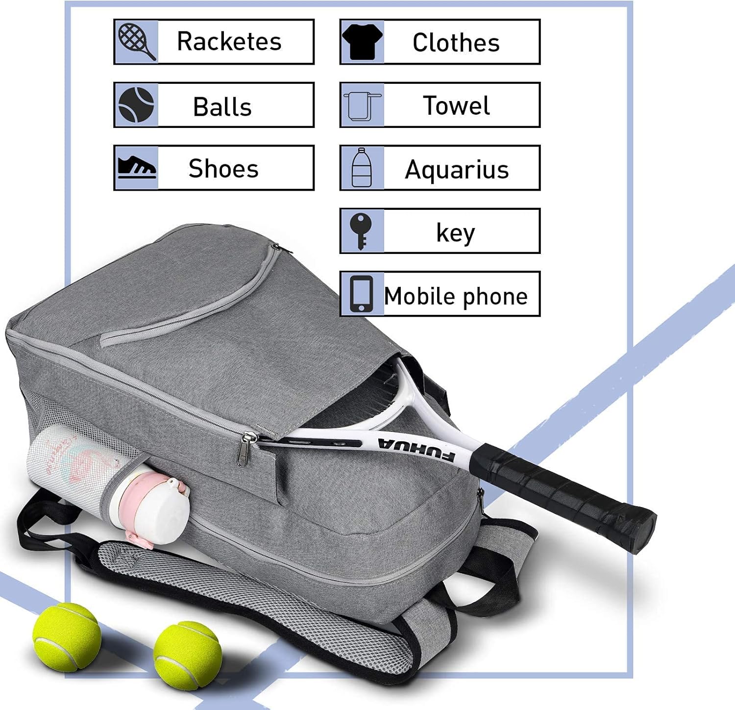 Tennis Bags/Tennis Backpack - Tennis Bags for Women and Men to Hold Tennis/Pickleball/Squash/Badminton Racket, Balls and Other Accessories, Multifunctional Sports Bag : Sports & Outdoors