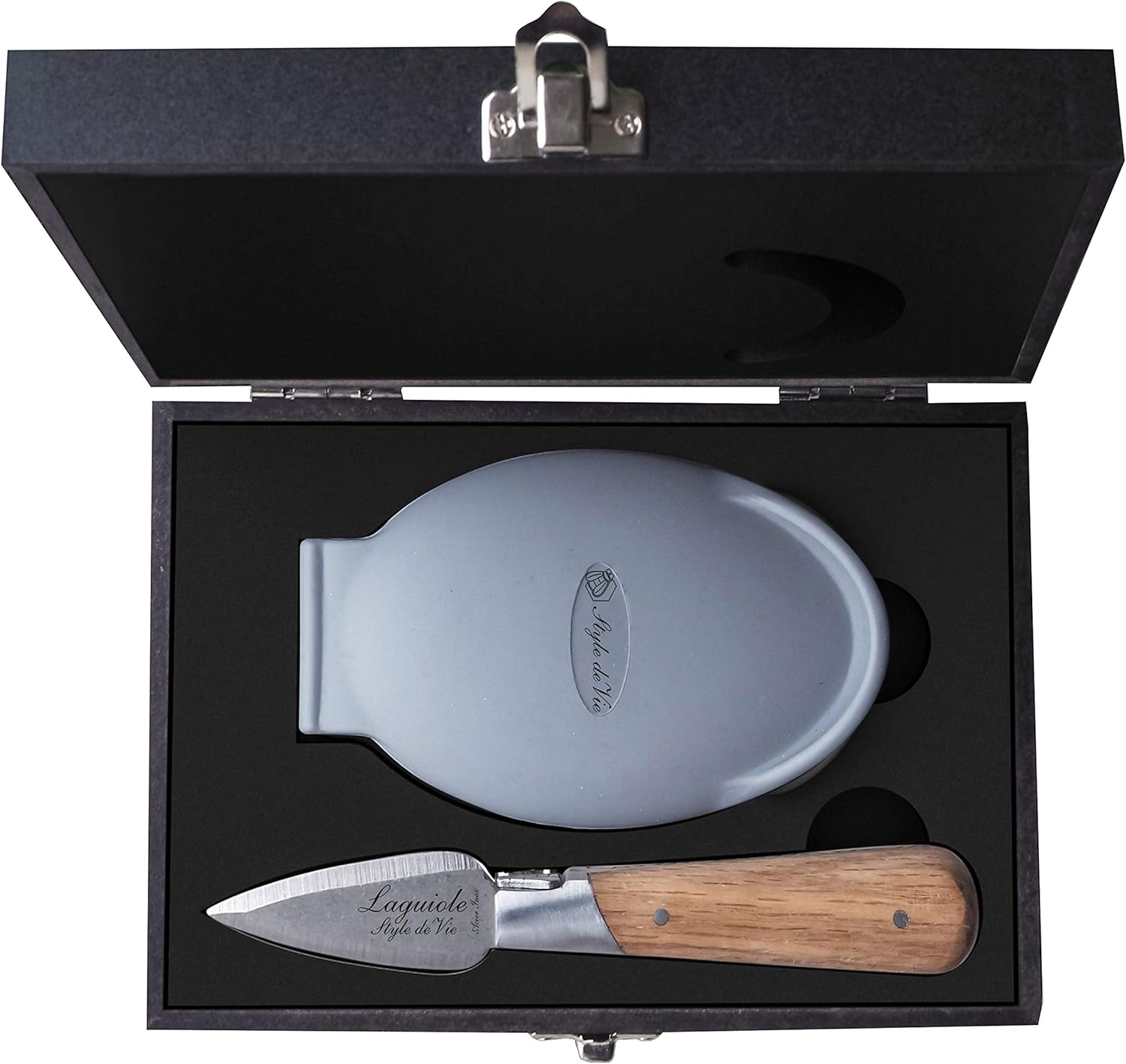 Laguiole Style de Vie Austernmesser Luxury Line, Eichenholz, mit Austernhalter