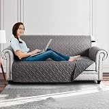 Hafaa 3 Seater Sofa Cover Water Resistant Light/Dark Grey Non Slip Reversible view 8