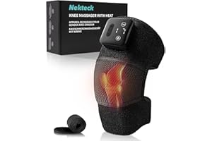 Nekteck Knee Massager, 3-in-1 Cordless Heated Knee Brace with Vibration for Pain Relief, Rechargeable Knee Heating Pad with 5 Heat Levels and 3 Massage Mode, Ideal Gift for Mom Dad