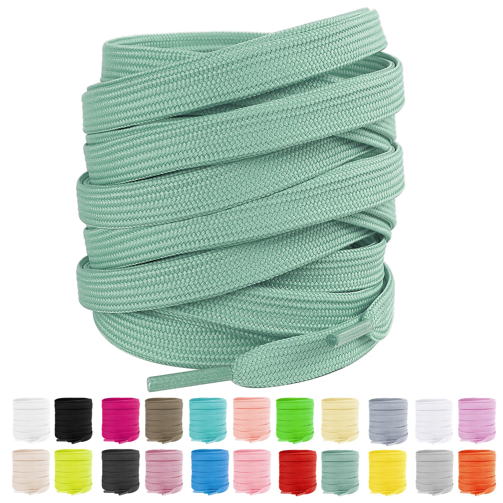 LUOFMISS 2 Pairs Flat Shoe Laces 5/16" Athletic