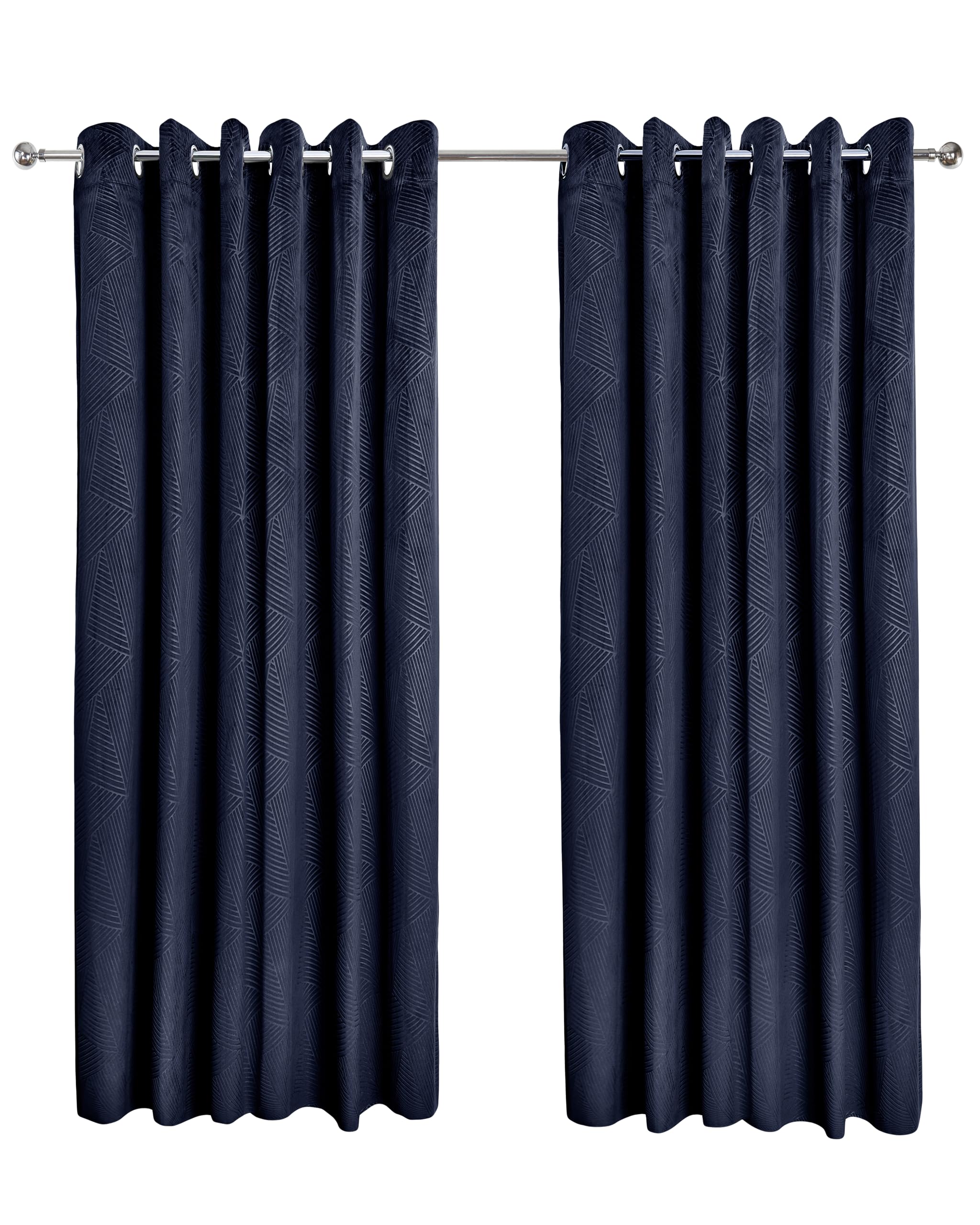 Emma Barclay Midnight - Embossed Velvet Woven Thermal Blackout Eyelet Curtains (Navy, Width 46 x Drop 54" (116 x 137cm)) — image 1