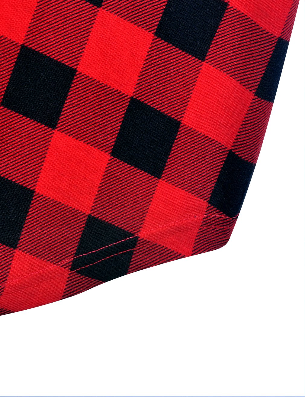 Derminpro Women\'s Plaid Tunics Summer Cute V Neck Cozy Lounge Short Sleeve Blouse Shirts Black Red Large