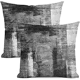 AEIOAE Grey Gray Pillow Covers 18x18 Inch Set of 2, Black White Abstract Art Throw Pillows Case,Modern Geometric Outdoor Decorative Square Linen Farmhouse Decor Cushion Covers for Home Sofa Bed Couch