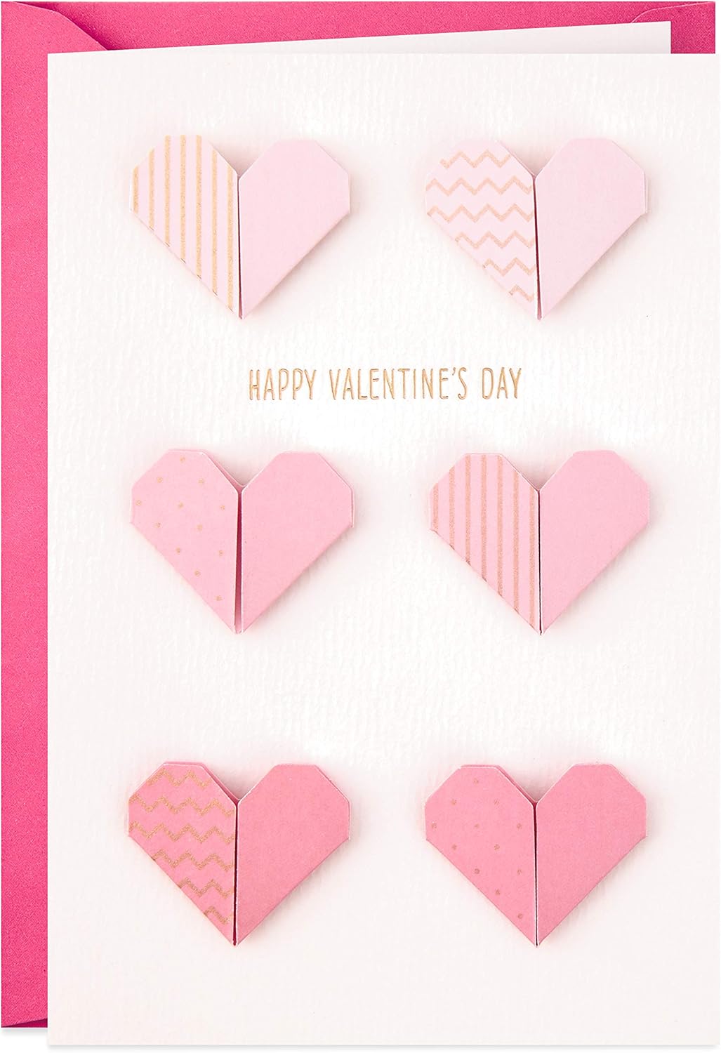 Hallmark Valentines Day Card, Origami Style Hearts Design, Pink, 11.9 cm x 17.3 cm