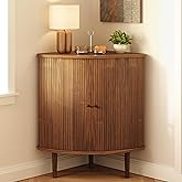 WERMO 30'' Corner Bar Cabinet with Sliding Doors - Angled Corner Cabinet Kitchen, Small Corner-Fitting Coffee and Wine Bar Si