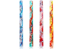 Playlearn 4pk 12.5” Spiral Glitter Wands - Wide Diameter - Sensory Wands for Kids - Glitter Tube Wonder Wand - Calming Toys - Large Size