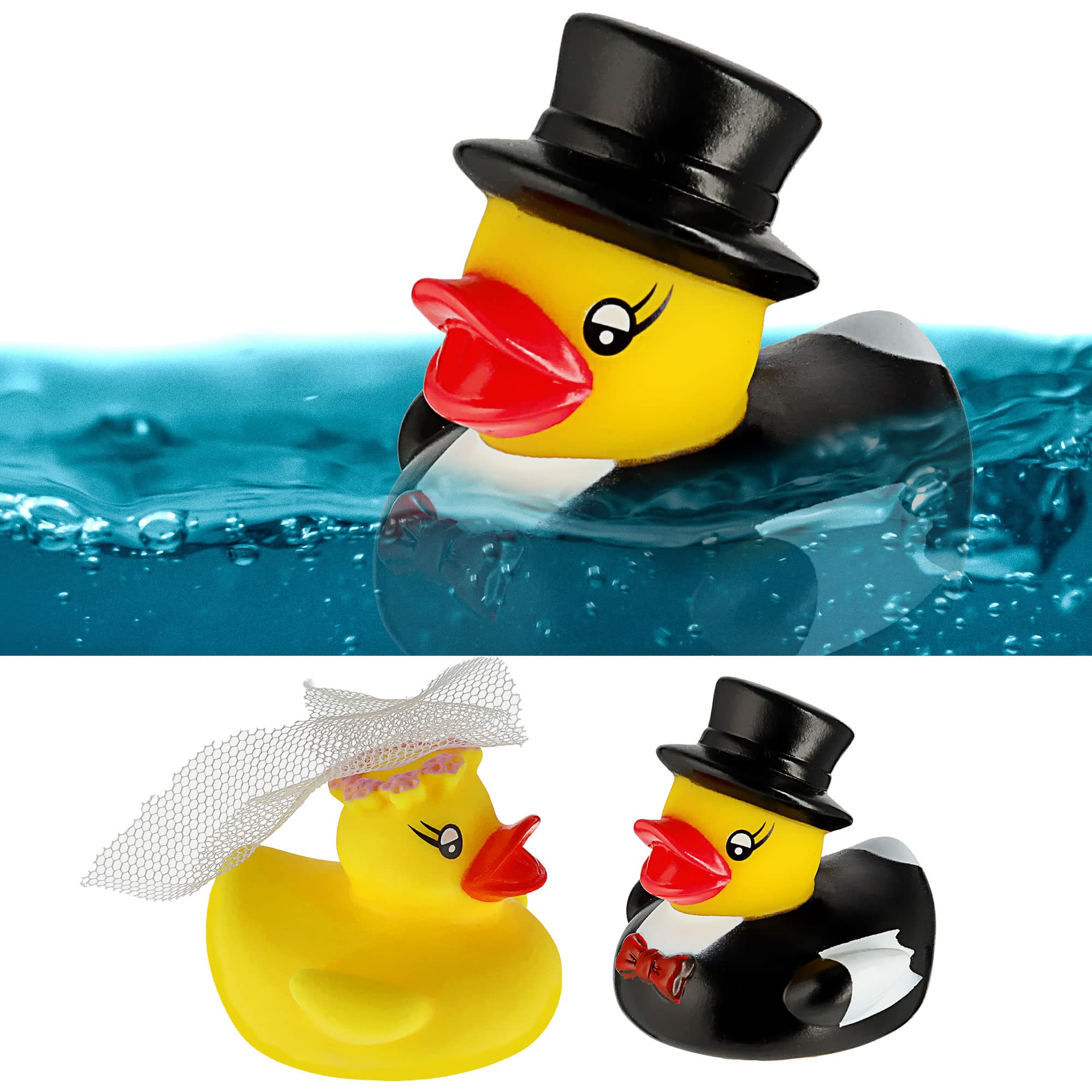 Bath Duck Wedding Couple Height 5 cm Yellow Ducks Bride Groom Bath Toy Wedding Bride and Groom Gift