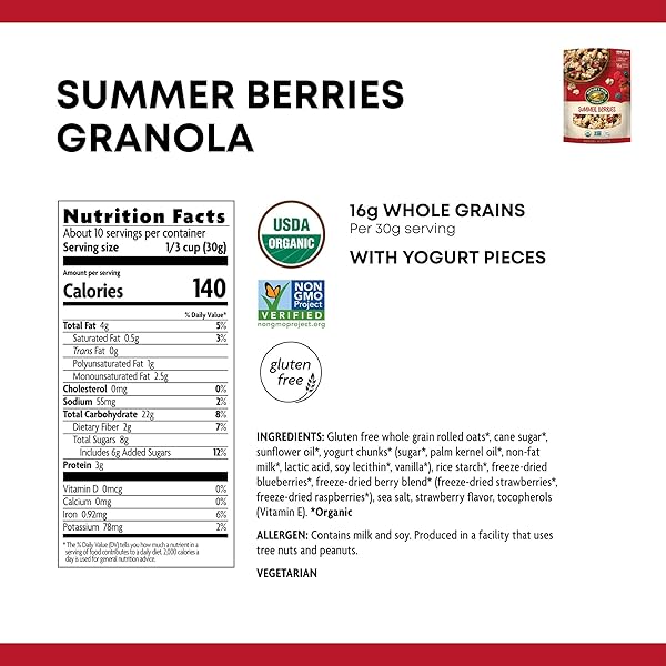 NATURE’S PATH ORGANIC GRANOLA, SUMMER BERRIES, 11 OZ POUCH