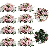 BLOSMON Dusty Rose Flowers Centerpieces: 10 Pieces Pink Roses Artificial Flower Balls for Wedding Dinning Table - Fake Silk Kissing Floral Arrangements for Home Party Event Decor