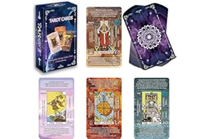 IXIGER Tarot Cards Set with Guide Book,Tarot Cards for Beginners with Meanings on Them,Learning Tarot Deck Fortune Telling Game with Keywords, Chakra, Planet, Element, Yes/No, Zodiac,Affirmations
