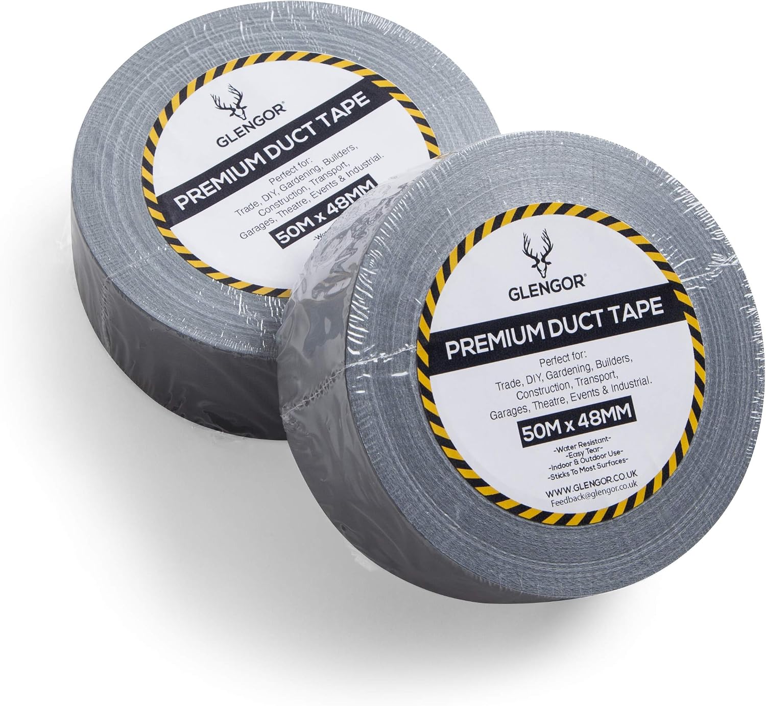 Glengor Silver/Grey Duct Tape - 2 Pack, 48mm x 50m, 48mm x 50m Per Roll - Image 5