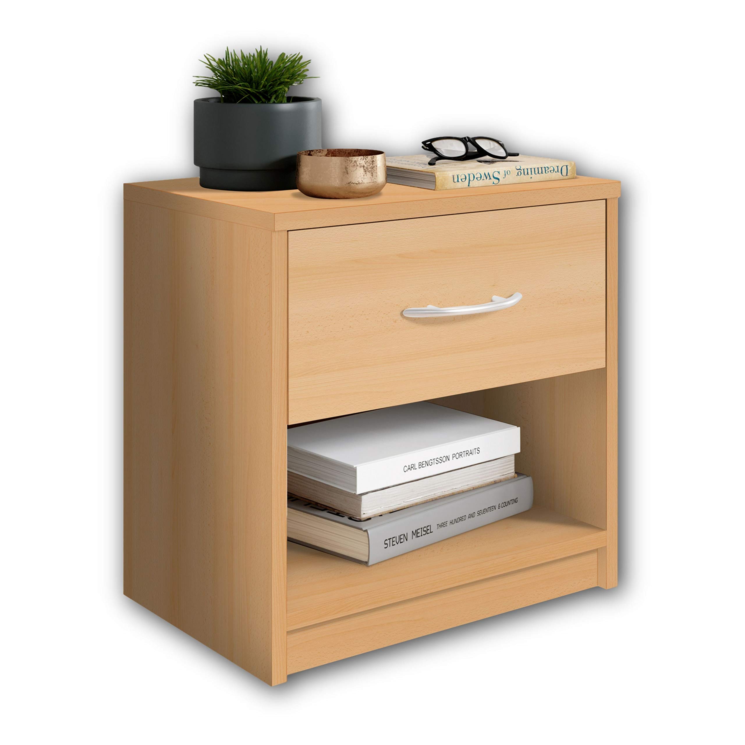 Stella-Trading-Pepe-de-Haya-Mesita-de-Noche-Sencilla-con-un-cajon-a-Juego-con-Cualquier-Cama-y-Dormitorio-Haya-Buche