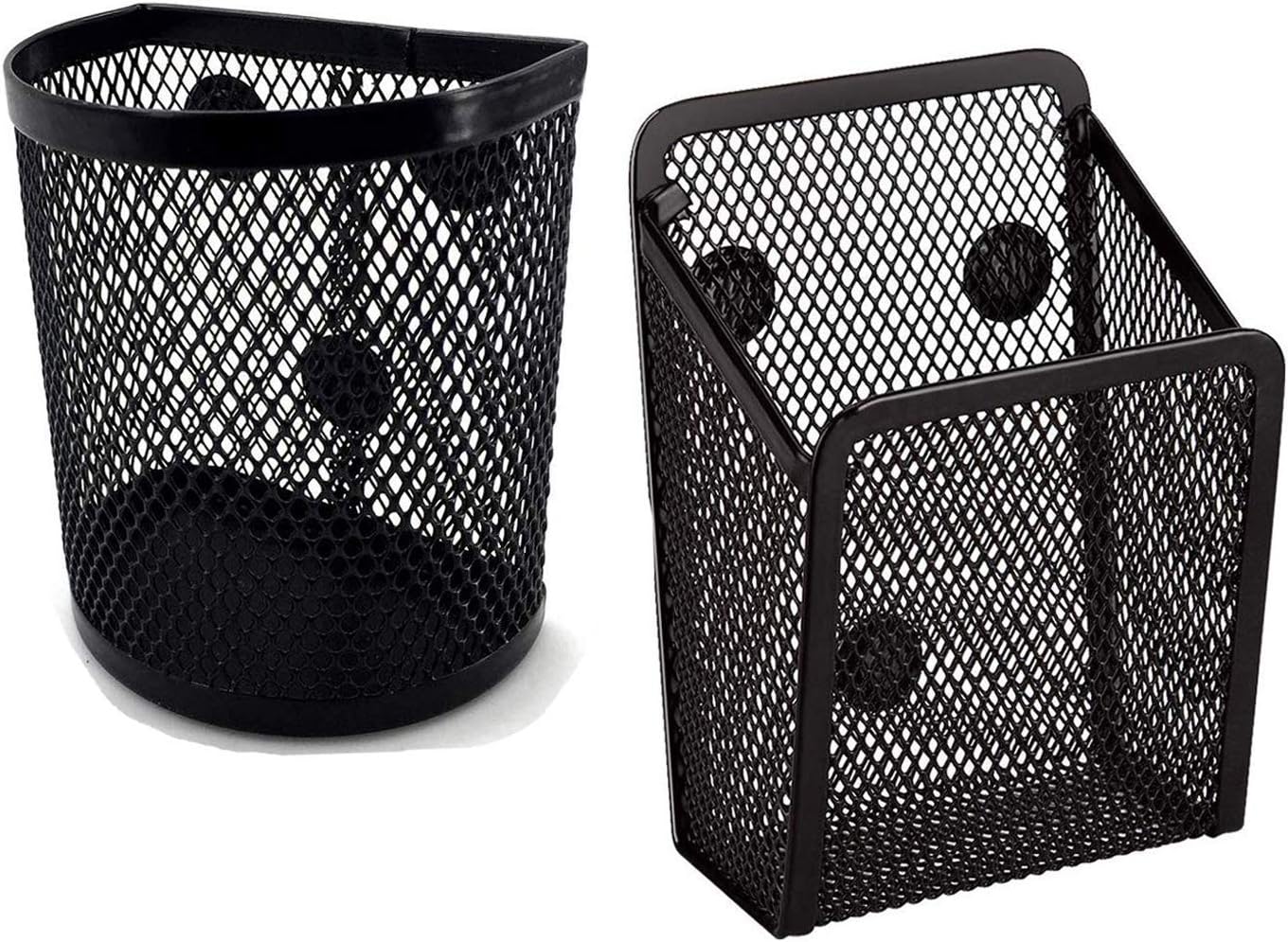 Vetoo 2 Pack Mesh Storage Basket Organizer, Magnetic Pen & Pencil Holder for Refrigerator Whiteboard, Locker Accessories