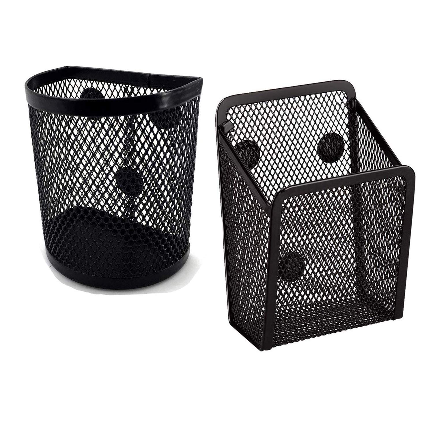 Vetoo 2 Pack Mesh Storage Basket Organizer, Magnetic Pen & Pencil Holder for Refrigerator, Whiteboard, Locker Accessories, Office Supplies