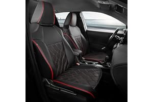 FREESOO for Toyota Corolla Seat Covers L LE XLE, LE Eco Sedan 2014 2015 2016 2017 2018 2019, Luxury Leather Seat Covers for Cars, Custom Fit Car Seat Covers, Waterproof Seat Cover, Black Red Full Set