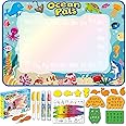 ANIMOLDS Water Doodle Mat for Kids - 40x32 Inch Reusable Aqua Magic Drawing Board, Neon Color Water Drawing Mat, Educational Art Toys for Ages 3-8, Perfect Birthday & Easter Gift (Ocean Pals)