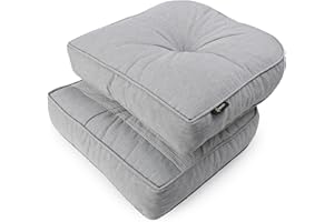 SUNROX LokGrip Non Slip Gel Memory Foam Chair Cushions for Tailbone Pain Relief, Tufted Stain Resistant Thicken Durable Seat Pad Cushion for Kitchen Dining Office 17"x16" Set of 2, Heather Grey