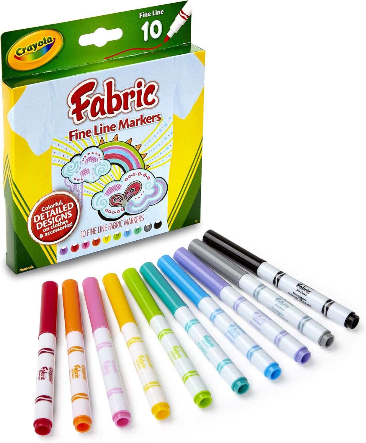 Crayola Fabric Markers, At Home Crafts for Kids, Fine Tip, Assorted Colors, Set of 10: Toys & Games