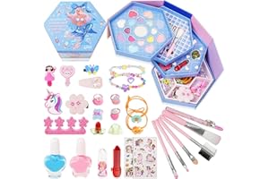 KIDDYCOLOR Kids Makeup Sets for Girls 45 PCS, Pretend Makeup kit for Toddlers, Little Princess Washable Play Makeup Set Toys, Christmas Birthday Gifts for 3 4 5 6 7 8+ Years Old