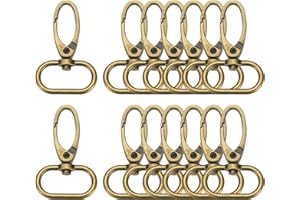 uxcell 14 Pcs Swivel Clasps Hook, 1 Inch D Ring Lobster Claw Clasps Trigger Snap Hooks Metal Keychain Clips for DIY Purse Jew