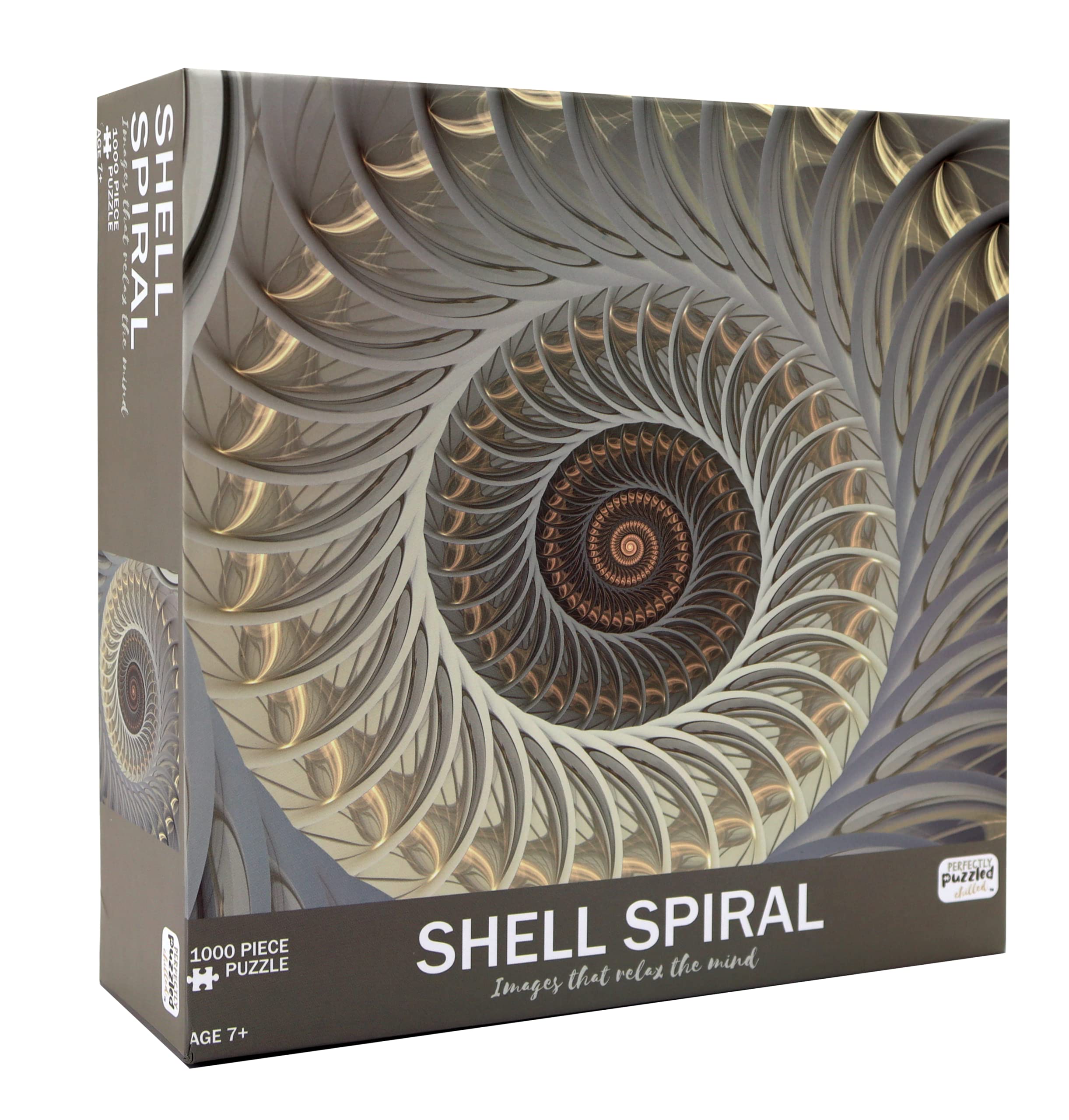 Perfectly Puzzled Shell Spiral 1000 Piece, Gift for a Puzzle Enthusiast, Calming Effect of Symmetry, Seashell Design, Ages 7+