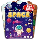 Reusable Sticker Books for Toddlers 2-4 Years - Travel Toys for Toddlers 1-3,Gifts for 2 Year Old Girls | Arts and Crafts Activities - Stocking Stuffers for Kids - Puffy Stickers Coloring Books