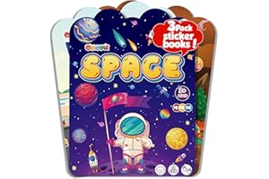 OHOME Reusable Sticker Books for Toddlers 2-4 Years - Travel Toys for Toddlers 1-3,Gifts for 2 Year Old Girls | Arts and Crafts Activities - Stocking Stuffers for Kids - Puffy Stickers Coloring Books