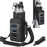 MoKo Magnetic Gym Bag, Magnetic Water Bottle Holder with Clear Phone Pouch, Built-in 4 Magnets Fitness Bag for Men and Women Compatible with Most Water Bottles, Gym Accessories Gifts, Black