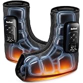 2 Pack 4-in-1 Air Compression Foot Massager with Heat (Fit Size 5-12) | 4000mAh Rechargeable Ankle Massager with 5 Mode Compression / 5 Intensity Levels / 3 Heat Levels