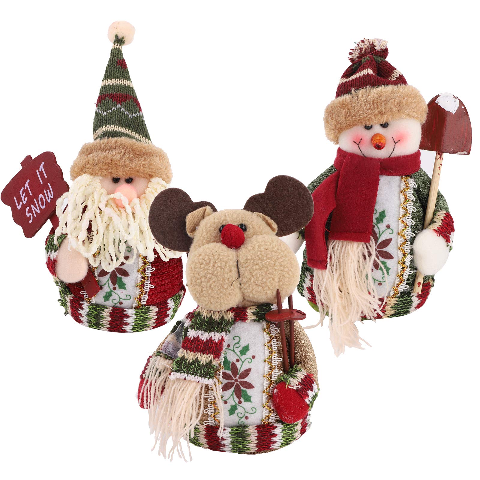 3 Pieces Christmas Sitting Ornament, Plush Santa Claus Snowman Reindeer Ornament for Christmas Table Desk Fireplace Table Decoration for Home Festival Party Decoration Supply¡­