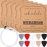 CHENGU 5 Sets Nylon Ukulele String &amp; 10 Felt Pick for Soprano Concert Tenor | Replacement Ukulele Strings Set for Beginners &amp; Pros, 21 23 26 Inch, 5 Color Picks, Ukulele Accessories Kit