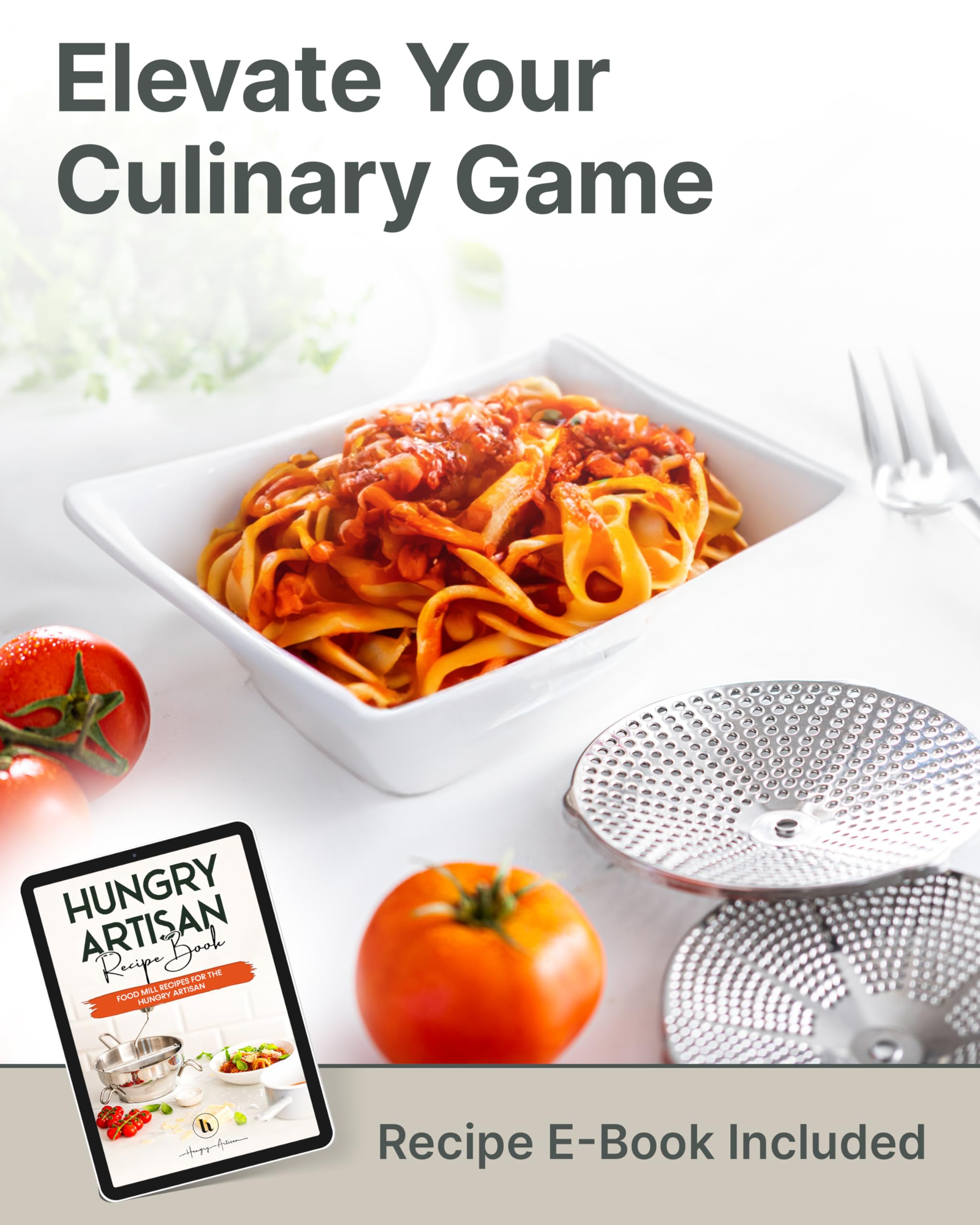 Stainless Steel Food Mill with Detachable Handles – Hand Crank Grinder for Baby Food, Tomato Sauce & Mashed Potatoes – Includes 3 Discs – Easy to Use & Clean – Great for Home Chefs, Parents & Canning