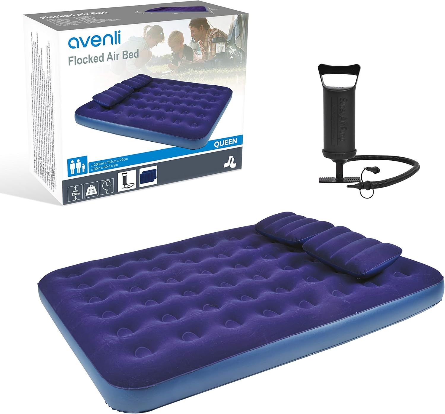 Avenli Queen Sized Flocked Airbed with 