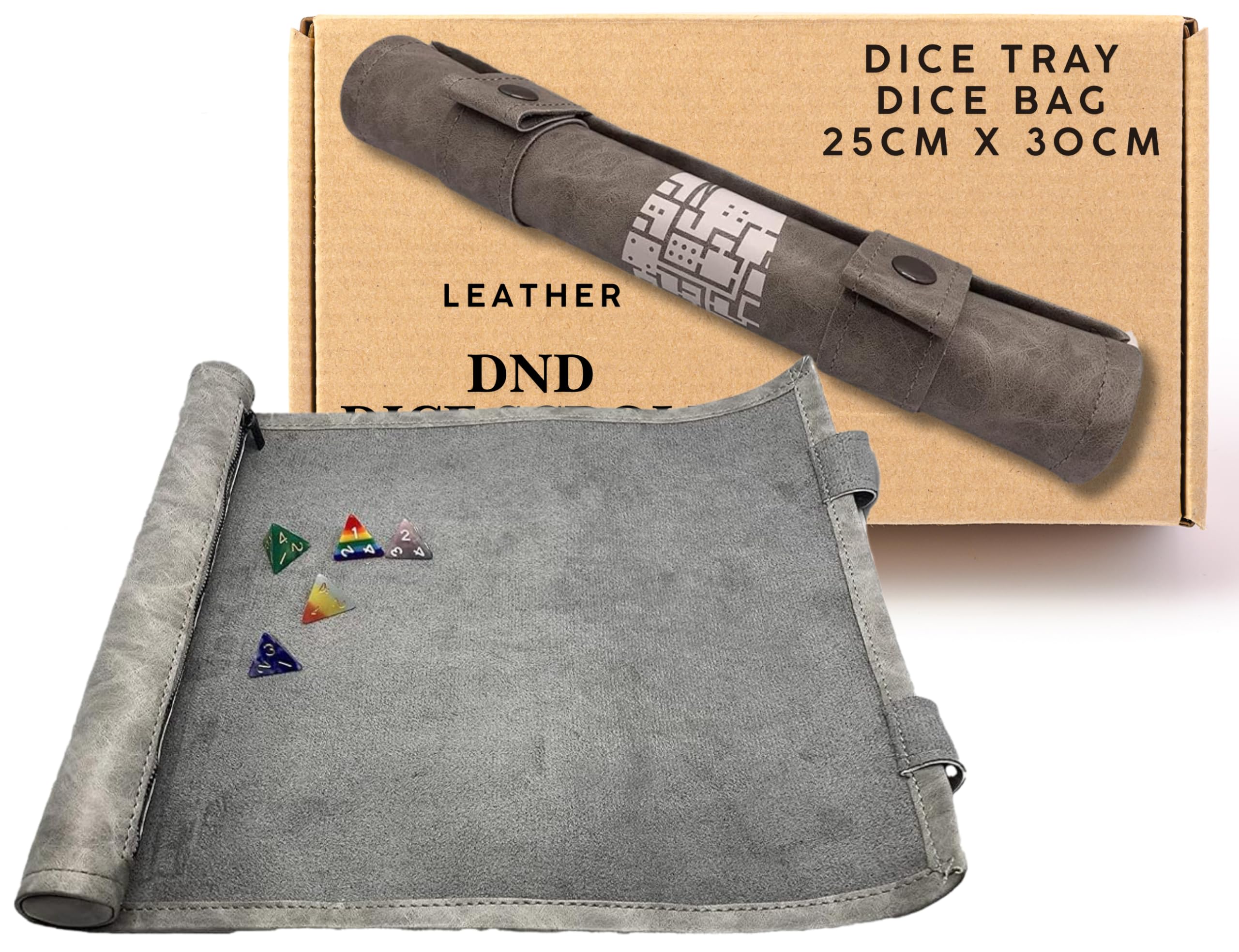 The Grinning Gargoyle Portable Folding Game Gargoyle and - Dice Storage Rolling Tray DND Mat for Any Dice or Company Perfect Pathfinder Dungeons Dragons (Grey)