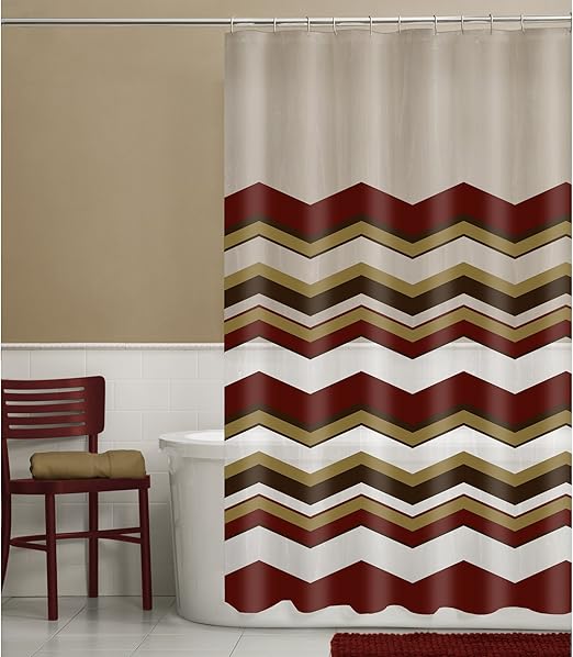 Amazon Com Maytex 13 Piece Chevron Peva Shower Curtain Set Red