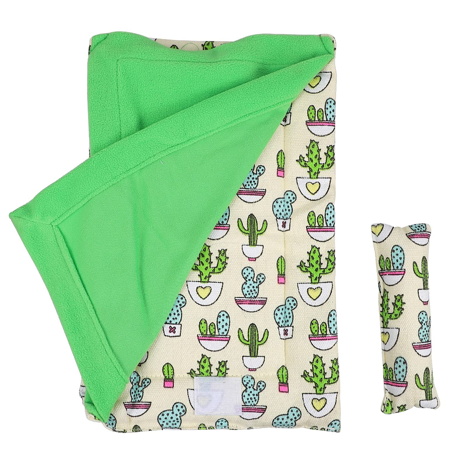 Reptile Sleeping Bag with Pillow Blanket for Bearded Dragon Leopard Gecko Lizard Little Animal Hideout Habitat Green