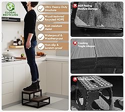 2-Step Waterproof HDPE Step Stools for Adults
