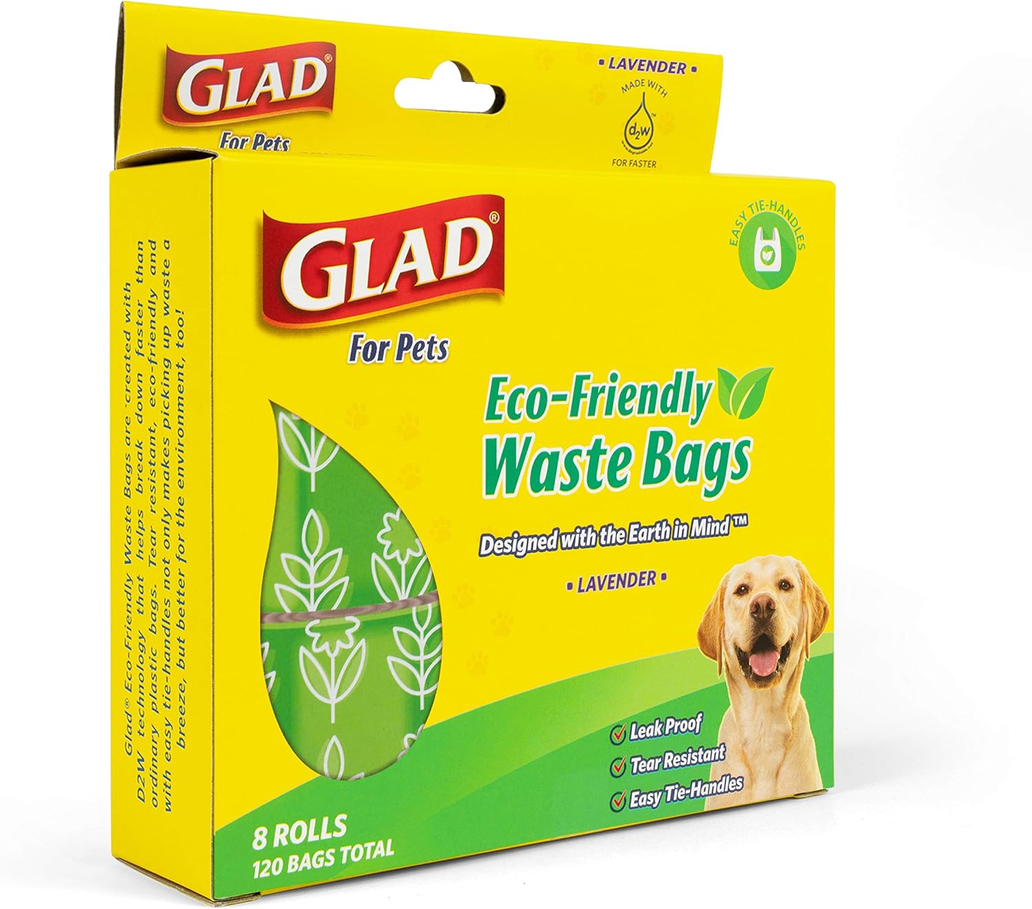 Glad for Pets EcoFriendly Easy Tie Handle Waste Bags, Scented 120 Bags