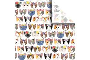 Colors of Rainbow Beautifully Designed Print Tissue Paper (48 Sheets, 20 inch X 14.5 inch) for Decoupage Gift Wrapping Gift Bag Party Decoration Craft Project Handmade Items (Kitty Cat)