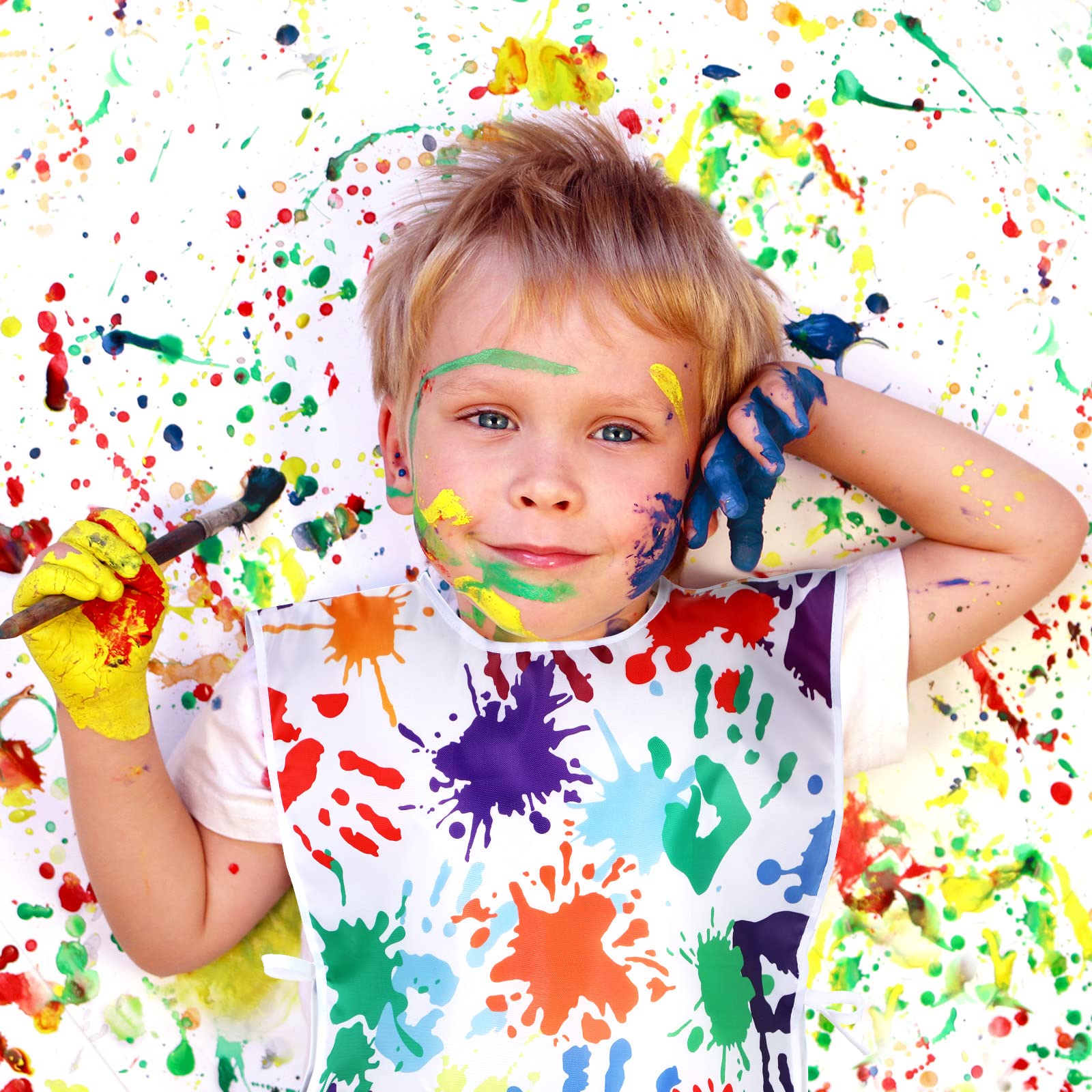 SATINIOR 2 Pieces Kids Art Smock Toddler Apron Waterproof Painting Artist Apron Sleeveless with 3 Pocket for Age 3-10 Years