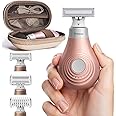 Trimcoo [2025 Upgraded] Body Hair Trimmer for Women [Small But Powerful] Painless Pubic Hair Removal, Waterproof Wet/Dry Bikini Line Shaver, USB-C Charging Electric Razor with Travel Case, Rose Gold