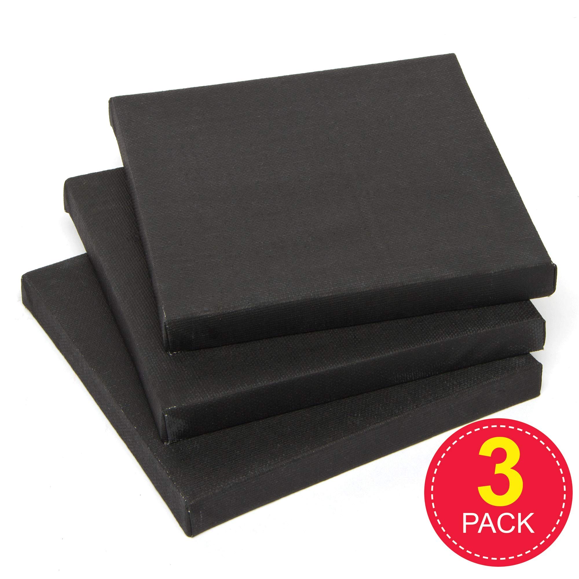 Baker Ross Mini Black Fabric Canvas, Primed And Stretched Canvas Perfect For Painting, Artist Work And Arts And Crafts (Pack Of 3) , Assorted , AF970