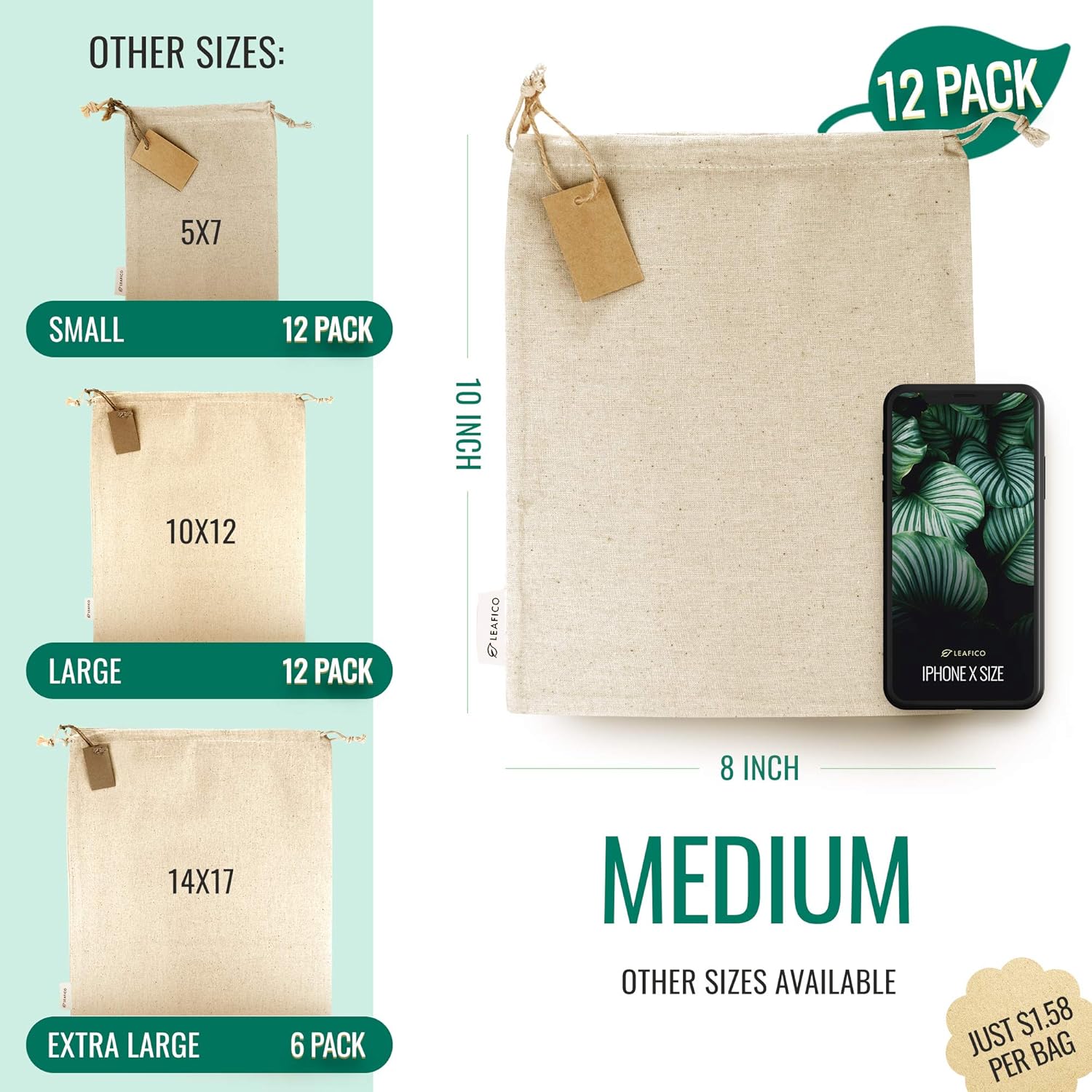 extra large muslin drawstring bags