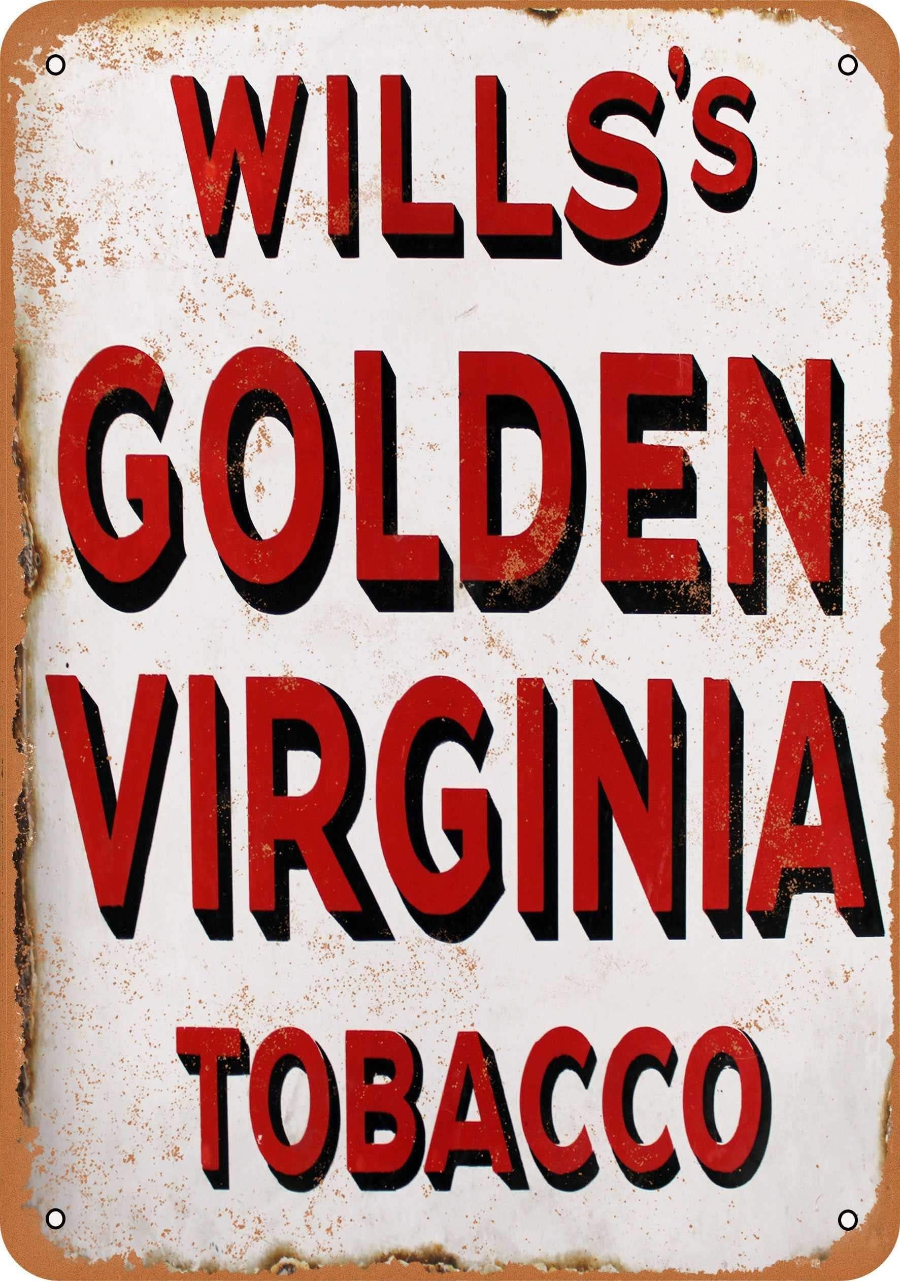 2 Pcs 9 x 12 Metal Sign - 1937 Will's Golden Virginia Tobacco - Vintage Look