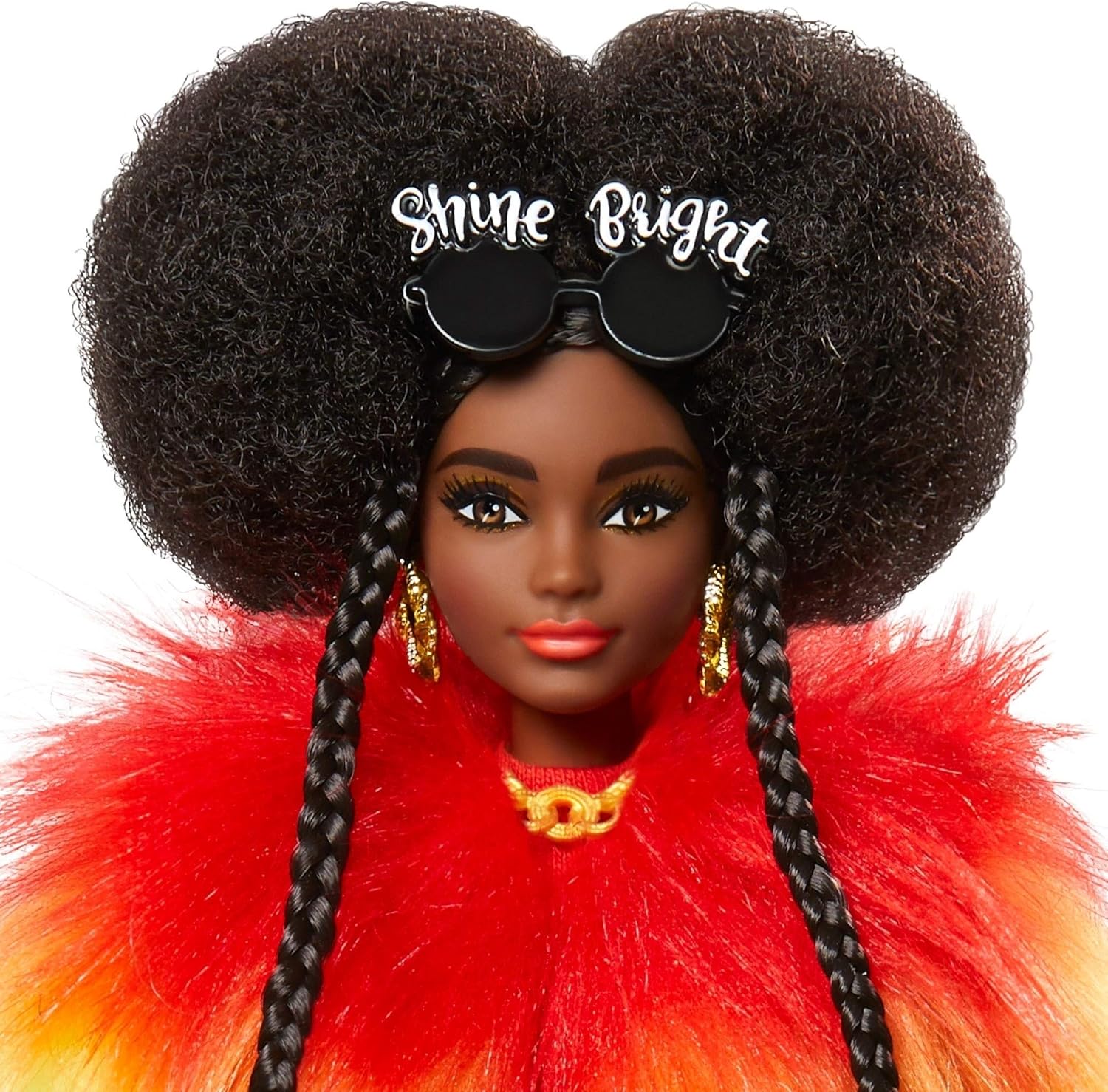 Barbie Doll and Accessories, Barbie Extra Fashion Doll with Afro-Puffs and Shaggy Rainbow Coat, Pet Poodle, GVR04 - Image 4