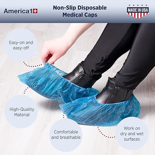 America Non Slip Disposable Shoe Covers Pack of 100 Disposable