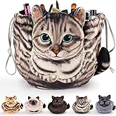 Openhaha Drawstring Travel Organizer, Cosmetic Pouch - Cat Gift, Lay Flat Makeup Bag Gifts for Cat Lovers