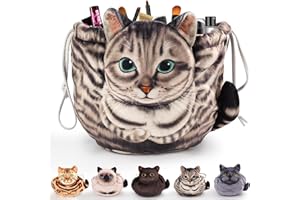 OPENHAHAHA Openhaha Drawstring Travel Organizer, Cosmetic Pouch - Cat Gift, Lay Flat Makeup Bag Gifts for Cat Lovers