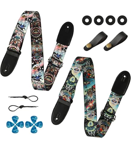 Buckle-Down Guitar Strap Maneki Neko Lucky Cats Gold Black White 2